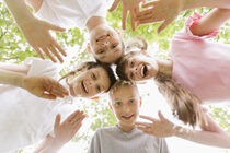 bottom-view-kids-looking-camera
